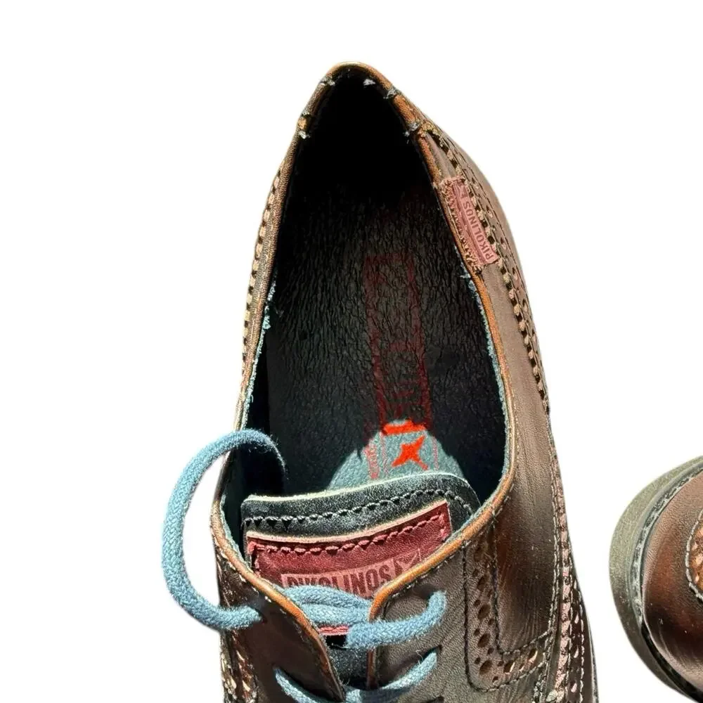 Pikolinos Wingtop Light Weight Brown Blue Leather Sz 39 6.5M/8.5W Oxford Loafers